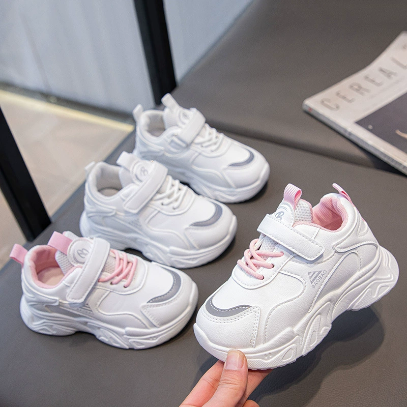 Детские кроссовки, легкая обувь для девочек, повседневная обувь, Студенческая Нескользящая Белая обувь с мягким дном, новинка весны 2024