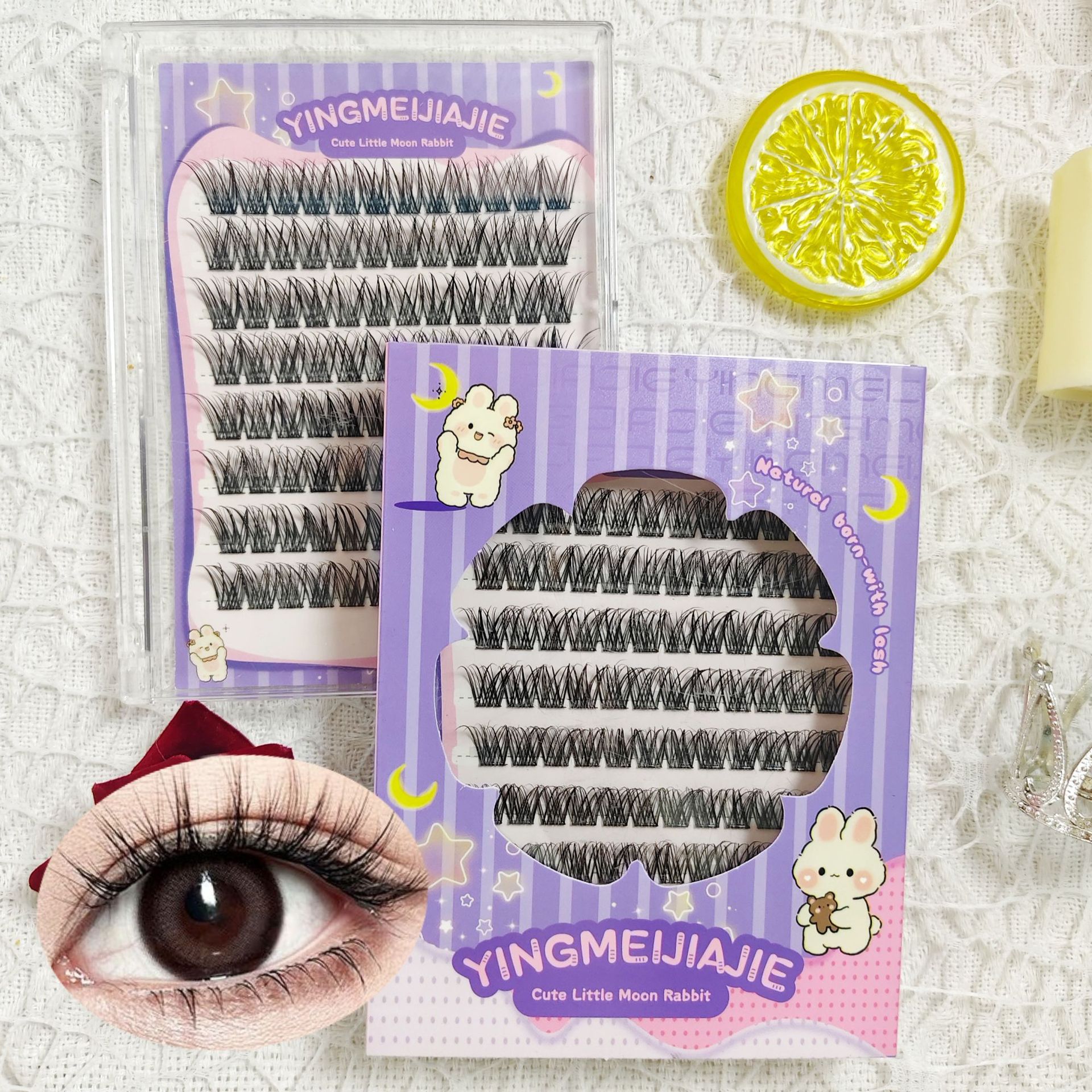 Caja de regalo de pestañas falsas transfronterizas empaque ocho filas YF30 delgada de pestañas cosméticas coreanas, pestañas falsas sin pegamento.