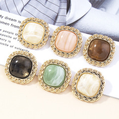 高檔大衣大扣子毛呢外套毛衣開衫方形高端時尚金色邊上衣紐扣配件