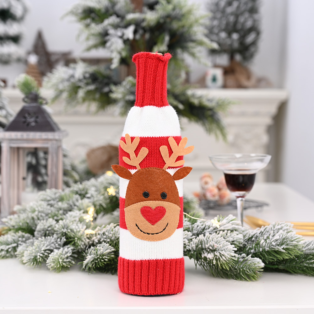 Home & Garden Haube New Christmas Decorations Striped Knitted Wine Bottle Set Cartoon Old Man Wine Bottle Bag Wine Champagne Dress Up_voghion.com