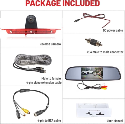 Vehicle camera 1080P high-definition night vision - 5inch-rearview-monitor-aviation-cable-high-position-reversing-camera
