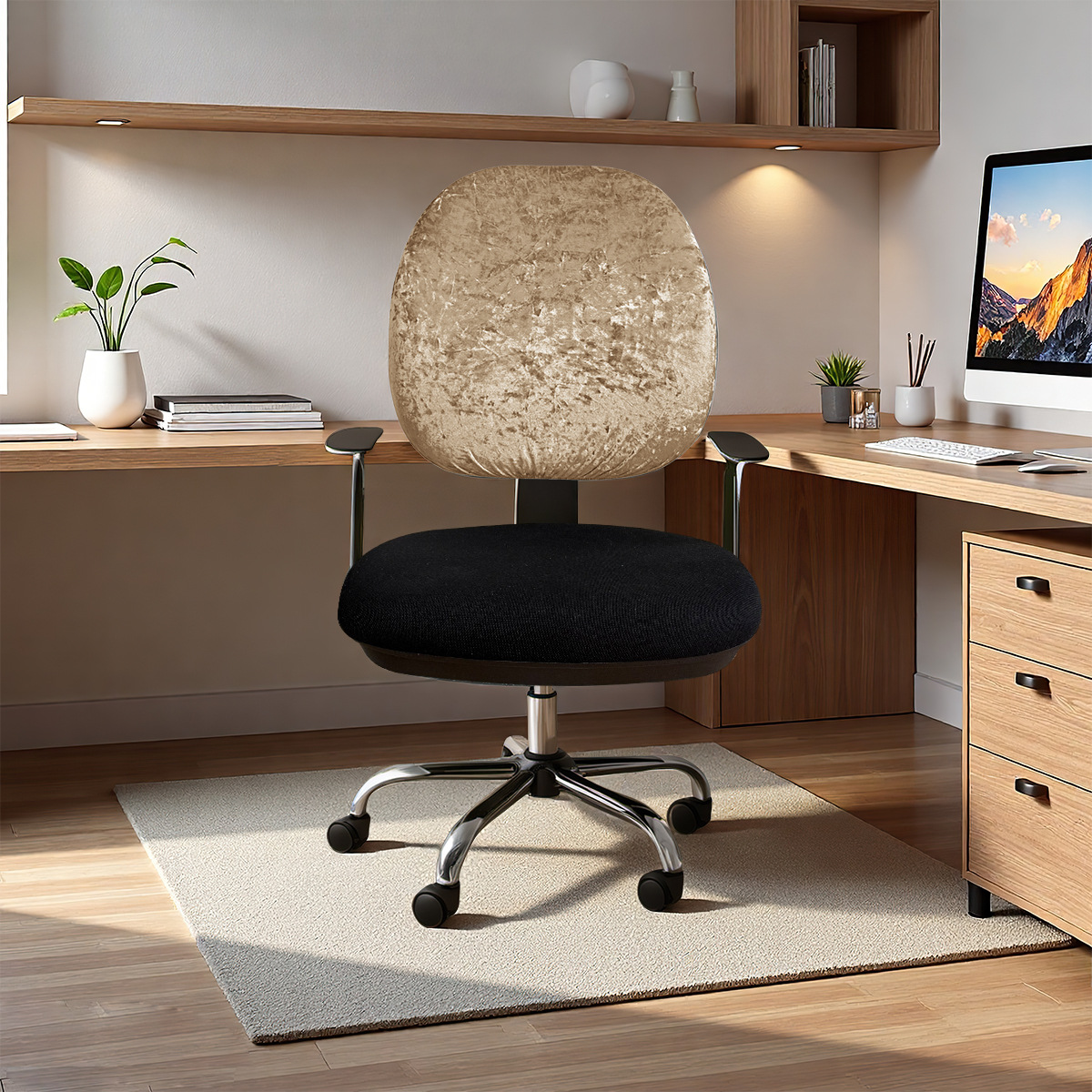 Transfronterizos color sólido elástico diamante seda cubierta de silla de escritorio cubierta de respaldo universal cubierta de asiento cubierta de taburete TEMU