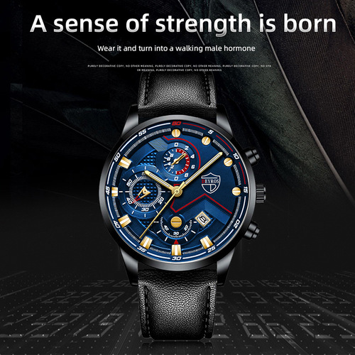 DEYROS cross-border men's fashion luminous calendar watch men's quality business leather quartz watch men's watch