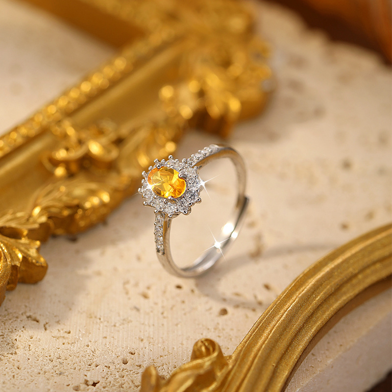 Nueva moda Natural Fanta Stone s925 Anillo ajustable de plata esterlina Diseño de nicho femenino Personalidad avanzada y versátil