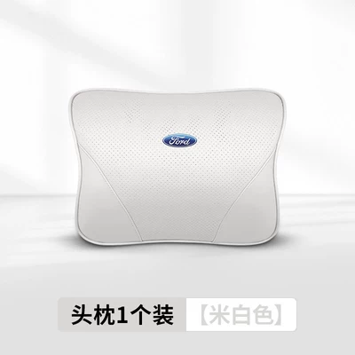 Headrest, Lumbar Support, Neck: Headrest - off-white49ford-specific-original-color-headrest-imported-cowhide-leather-single