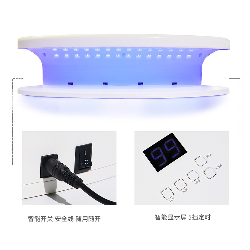 Lámpara de uñas portátiles de alta potencia 96 luces de uñas de doble fuente de luz, máquina de fototerapia de secado rápido 256W, lámpara de parrilla especial para uñas portátiles