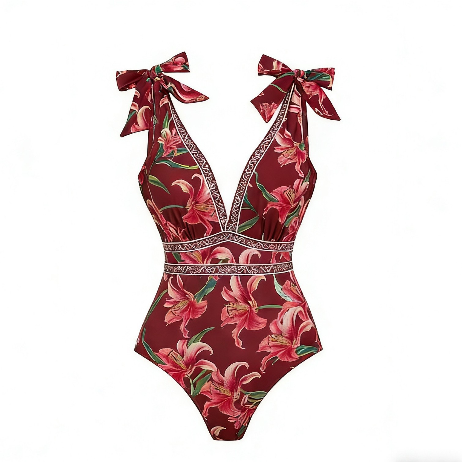 Maiô feminino sexy de uma peça, moderno, em poliéster com estampa em tela, secagem rápida e cobertura discreta._voghion.com