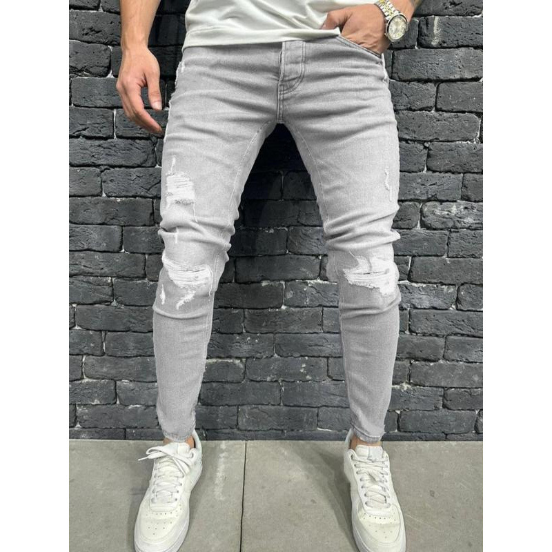 2025 New Cross-Border Dropshipping Men's Regular Fit Solid Color Cuffed Jeans Street Fashion 2025 New Cross-Border Dropshipping Men's Regular Fit Solid Color Cuffed Jeans Street Fashion