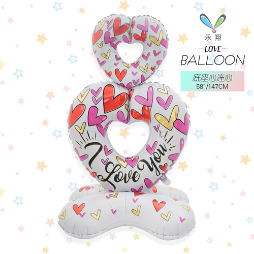 新款跨境站立底座铝膜气球LOVE爱心熊大造型求婚告白派对装饰卡装