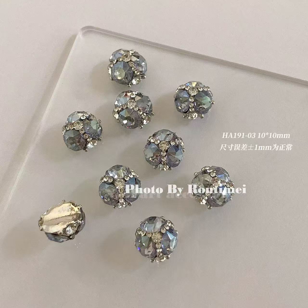 Z416-풀 다이아몬드 33 컷 다이아몬드 볼-블루