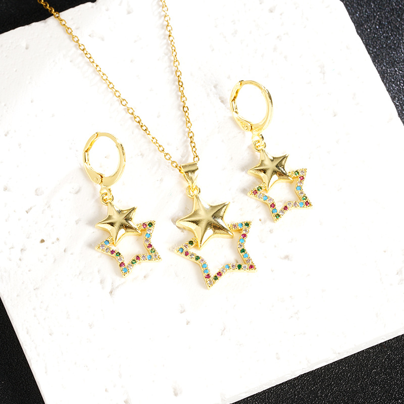 Vietnam Shajin Star Pendientes Collar Pendientes Conjunto de aretes Ladies Todo fósforo durante mucho tiempo sin decoloración Fuente de joyería transfronteriza europea y americana