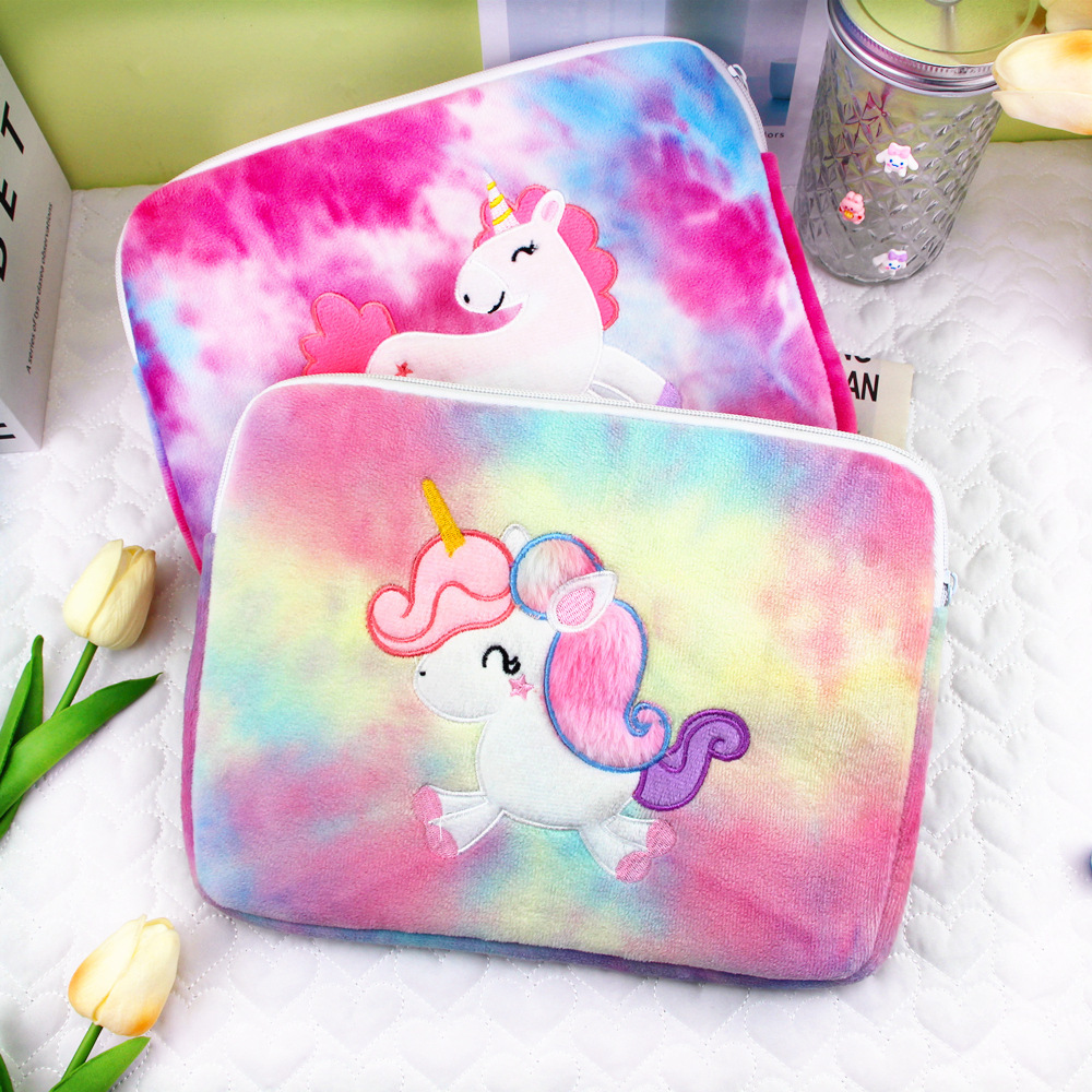 Unicorn plush iPad case with embroidery 11inch Notebook iPad inner protective cover, fresh and cute for girls