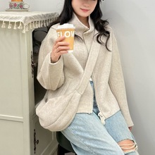 高级软糯毛呢外套女小个子慵懒拉链带包休闲羊毛大衣短休闲呢外套