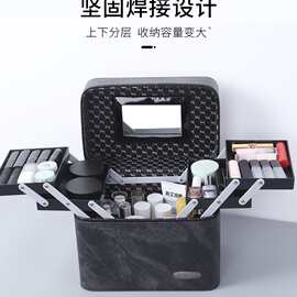 韩国新款定型四开化妆箱便携化妆盒化妆品收纳盒手提大容量化妆包