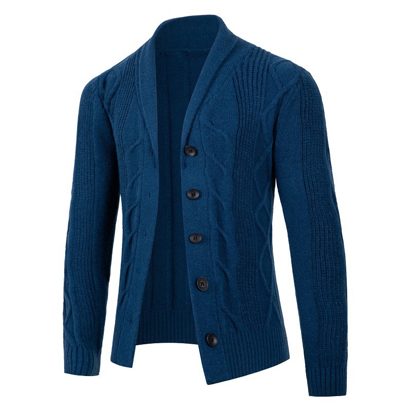 Neuer lässiger Herrenpullover mit lockerem Langarmkragen, Strickjacke, einfache Jacke für Männer_voghion.com