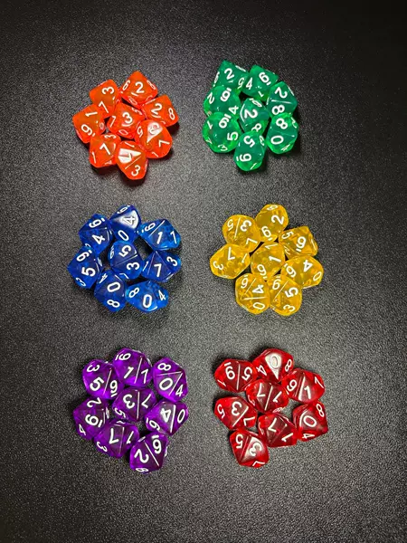 Cross-Border 10-Piece Set Mixed Multi-Color Transparent Colorful Dot Number Board Game Acrylic Multi-Sided Small Dice