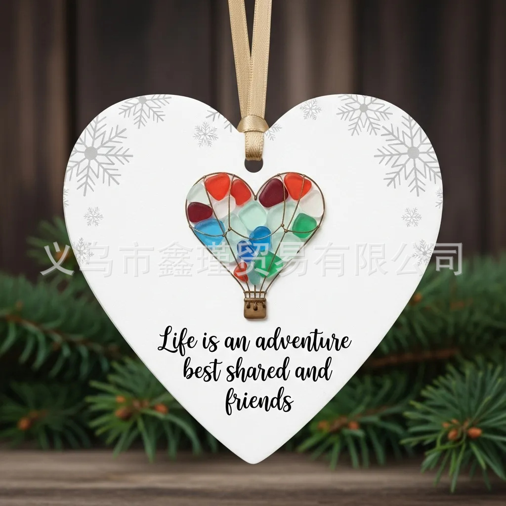 Nuevos productos transfronterizos de fondo blanco plano amistad de Navidad acrílico decoración de automóviles colgante amor Santa colgante
