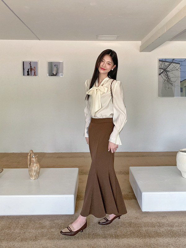 起范 韩剧女主天丝法式飘带衬衫女2025秋季新款广州十三行86071|undefined
