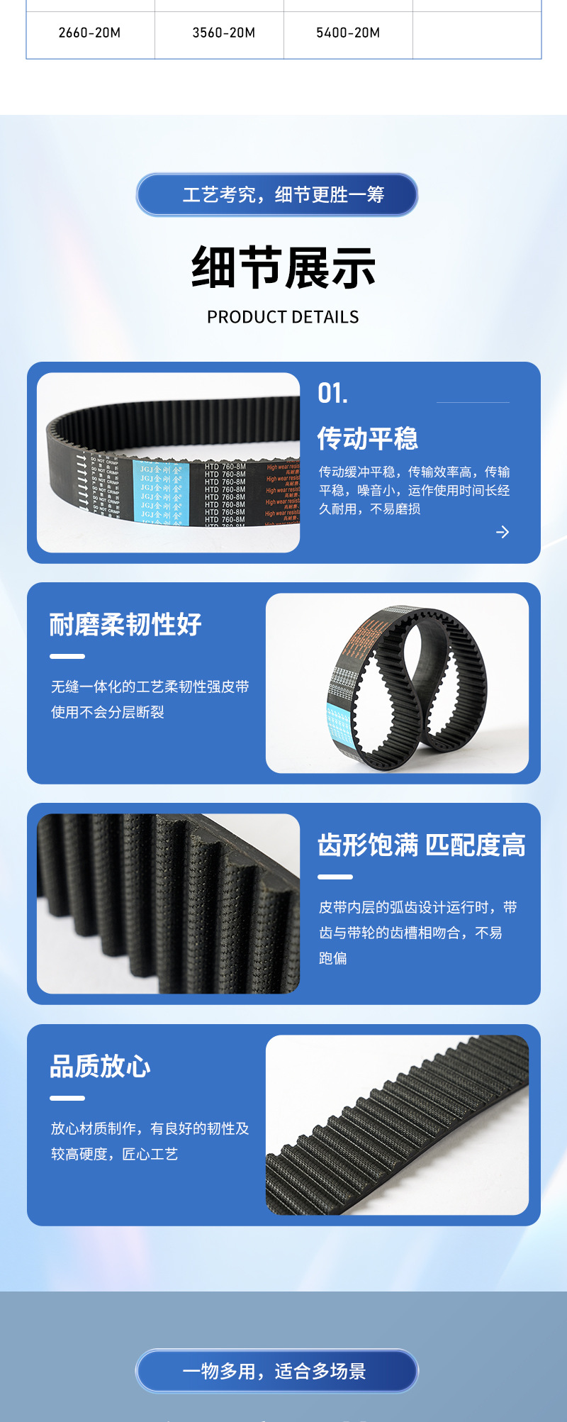 King Kong Gold Single and Double-Sided Tooth Rubber Timing Belt Manufacturer Htd760-8M Trapezoidal Tooth Mechanical Synchronous Wheel Transmission Belt