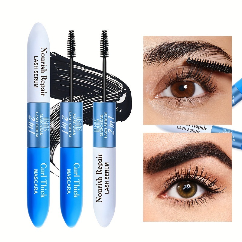 USHAS Máscara de pestañas de punto transfronterizo europeo y americano Esencia de pestañas de larga duración sin maquillaje, impermeable y sin manchas MA1082