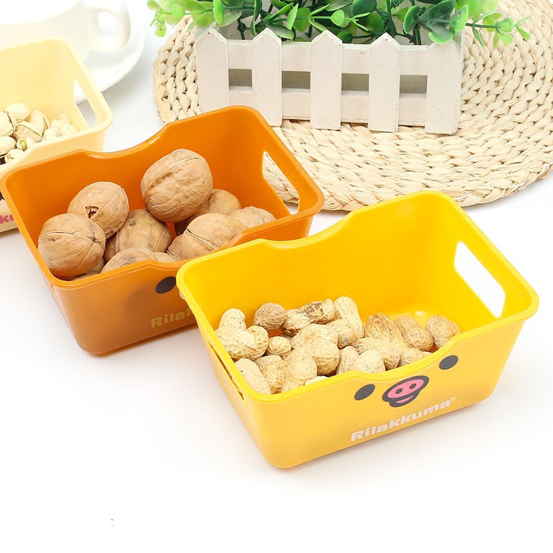 Caja de almacenamiento de escritorio de plástico de dibujos animados creativa sala de estar escritorio papelería cosméticos caja de almacenamiento al por mayor