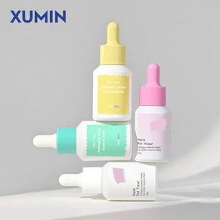 XUMIN定制化妆品斜肩玻璃滴管瓶 30ml磨砂精华分装瓶空瓶原液瓶子