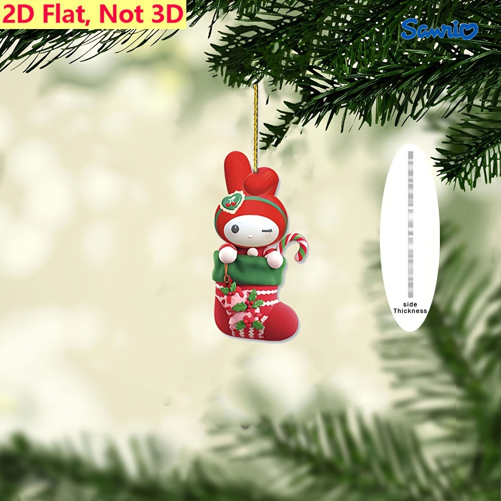 Transfronterizos nuevos adornos de Navidad Sanrio 2D colgantes planos acrílicos árbol de Navidad colgantes de decoración de atmósfera de vacaciones image 2