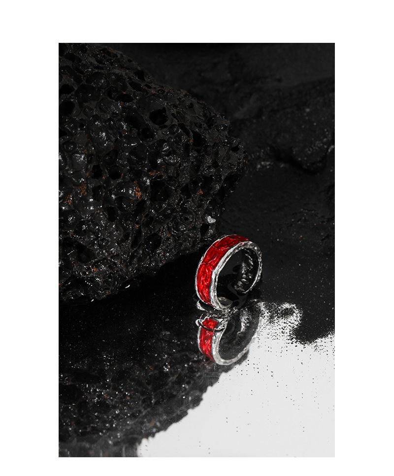 Vintage Style Color Block Sterling Silver Plating Open Ring