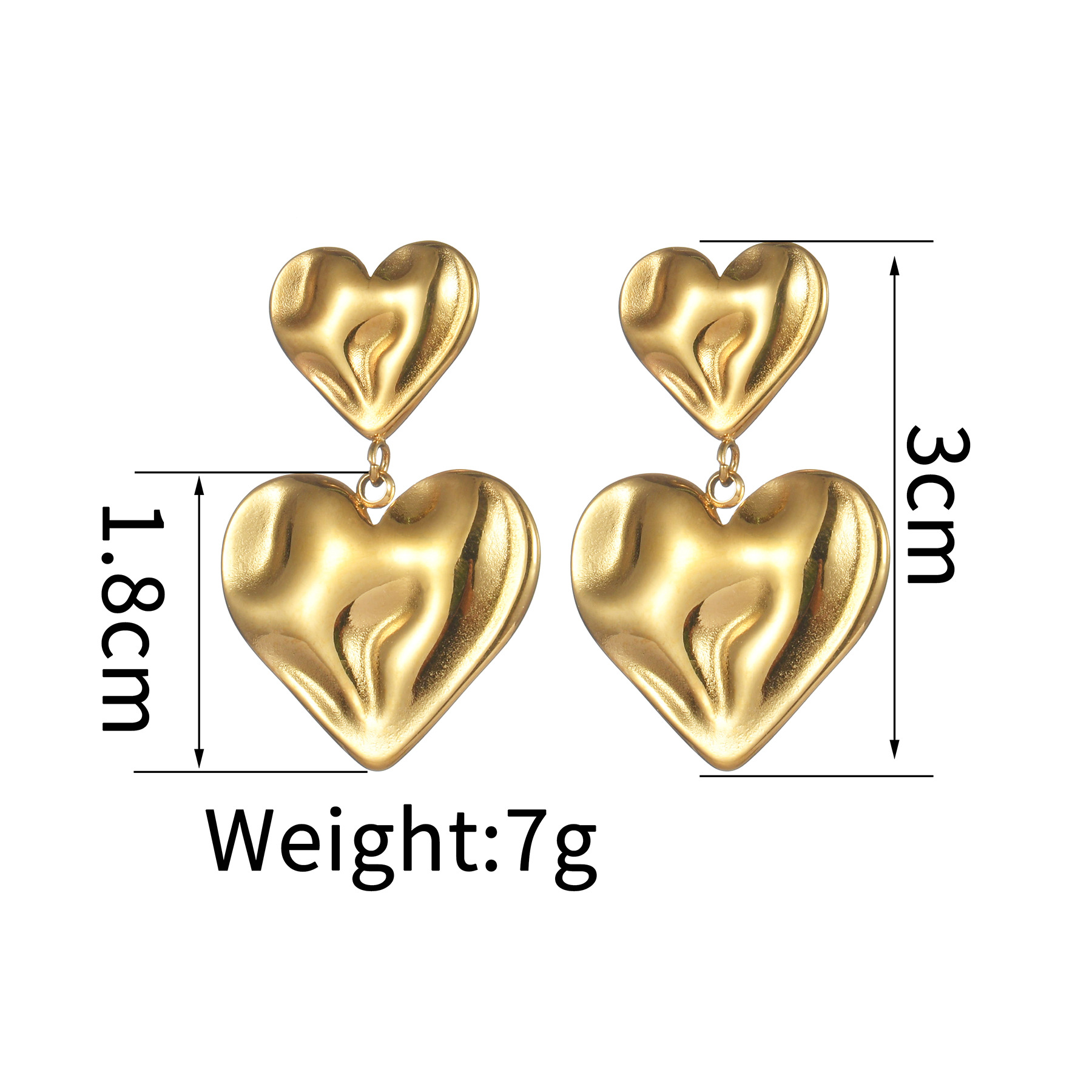 9g Weight PVD Coated Gold Plating Process 201 Stainless Steel Ear Needle Material 18K Real Gold Plated Plating Material Stone-Free Inlay Material Drop Earrings, Ear Studs Classification 1 Pair Quantity Daily Occasion 201 Stainless Steel Material Heart Shape Pattern Women's Gender Retro, IG Style Style Mixed Metal, Plating Craft 1 Pair IG Style Retro Heart Shape Mixed Metal Plating 304 Stainless Steel Drop Earrings Ear Studs 21