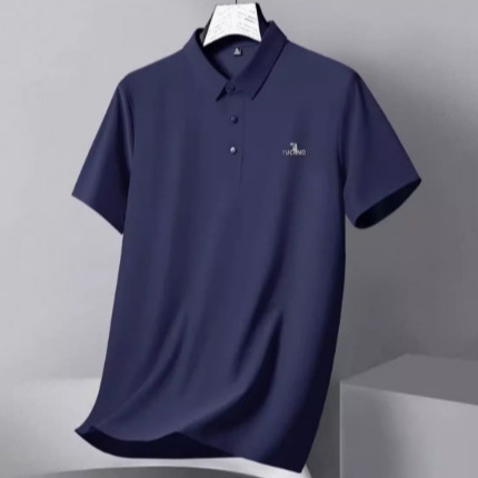 2024 seamless polo shirt short sleeve men's ice silk lapel T-shirt summer new top clothes