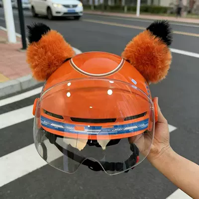 Motorcycle Full/Half Helmets, Ski and — Motosiklet dəbilqələri - a-pair-of-orange-and-black-color-blocked-ears-helmet-not-included