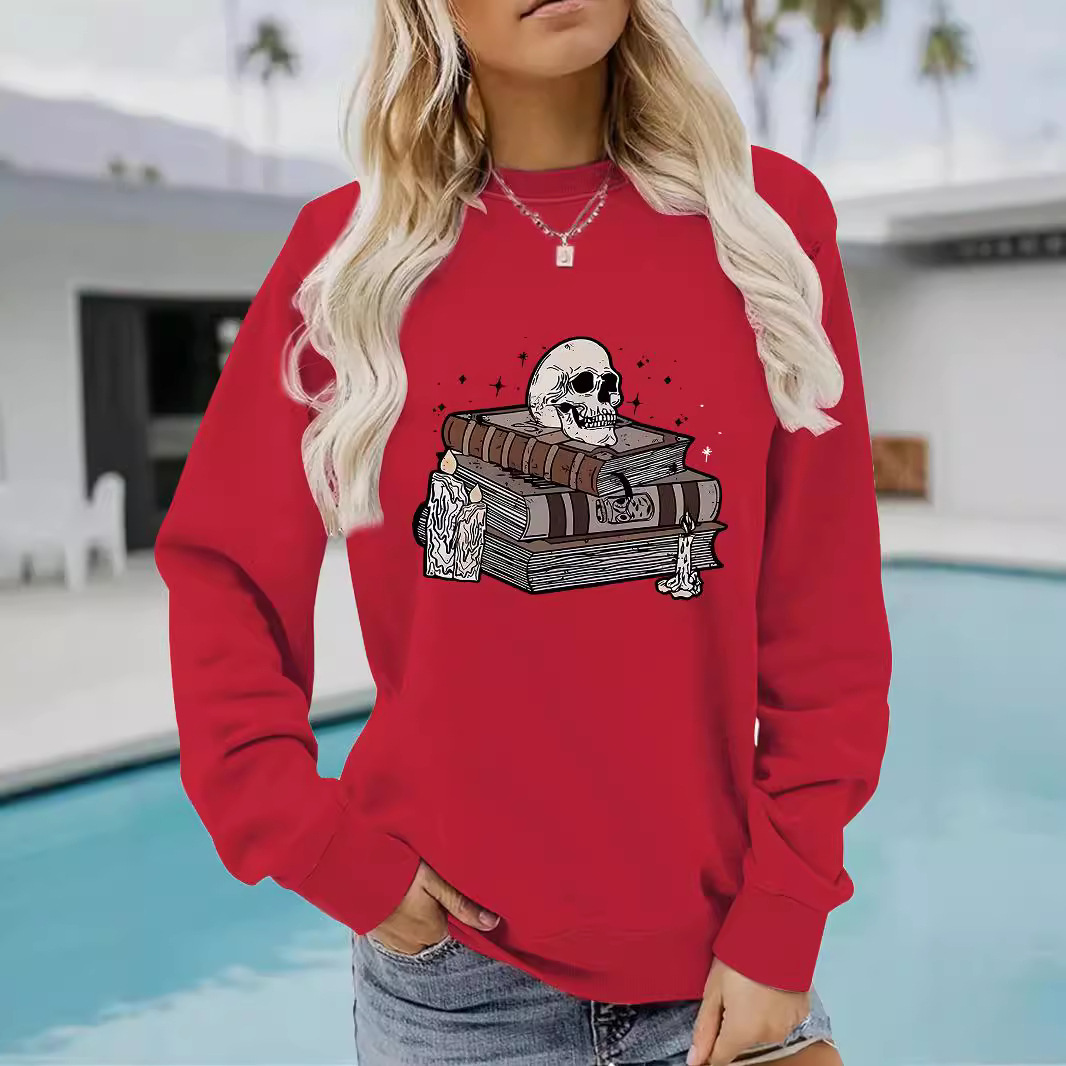 Women's Clothing autumn and winter women's casual long sleeved round neck Halloween printed pullover sweatshirt _voghion.com
