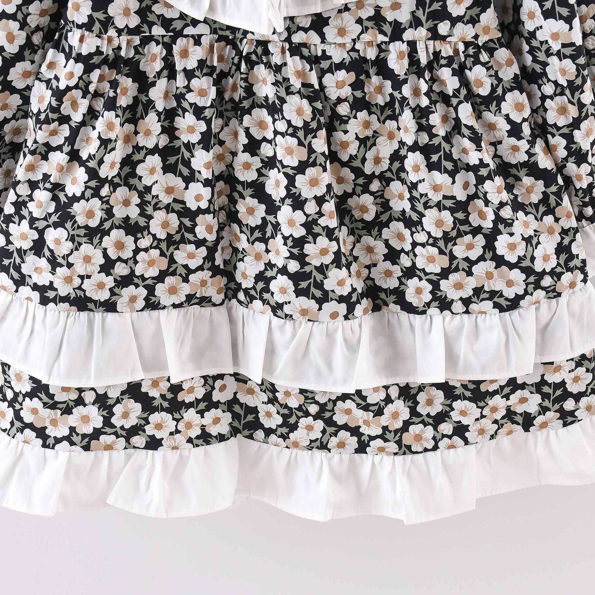 Children's clothing girls' dress 2024 Spring and Autumn new style lace patchwork doll collar Korean version long sleeved_voghion.com