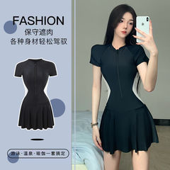 Women's Onsen Swimsuit, One-Piece Sports Skirt-Style, Modest Plus-Size Design, Slimming Look, New Arrival—Perfect for Students and Professional Swimmers