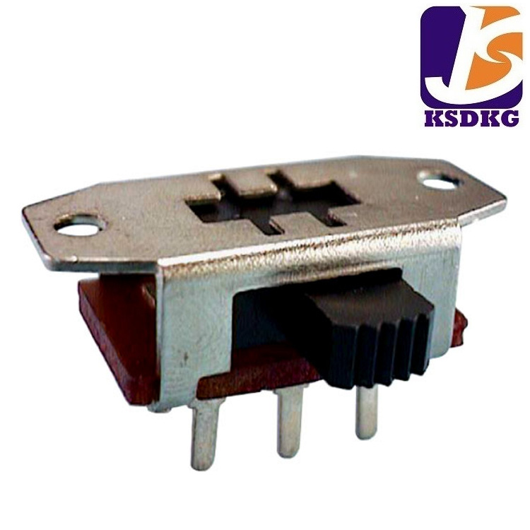 卧式拨动开关两档 2P2T拨动开关 双排两段拨码开关 双耳带螺牙孔