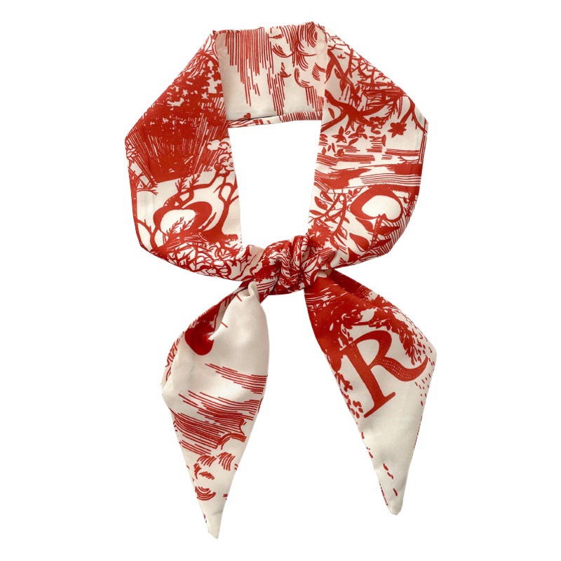 Estilo coreano nuevo 26 cartas delgada tira estrecha pequeña bufanda de seda atada bolsa de regalo de mano Correa banda decorativa banda de pelo pequeña bufanda