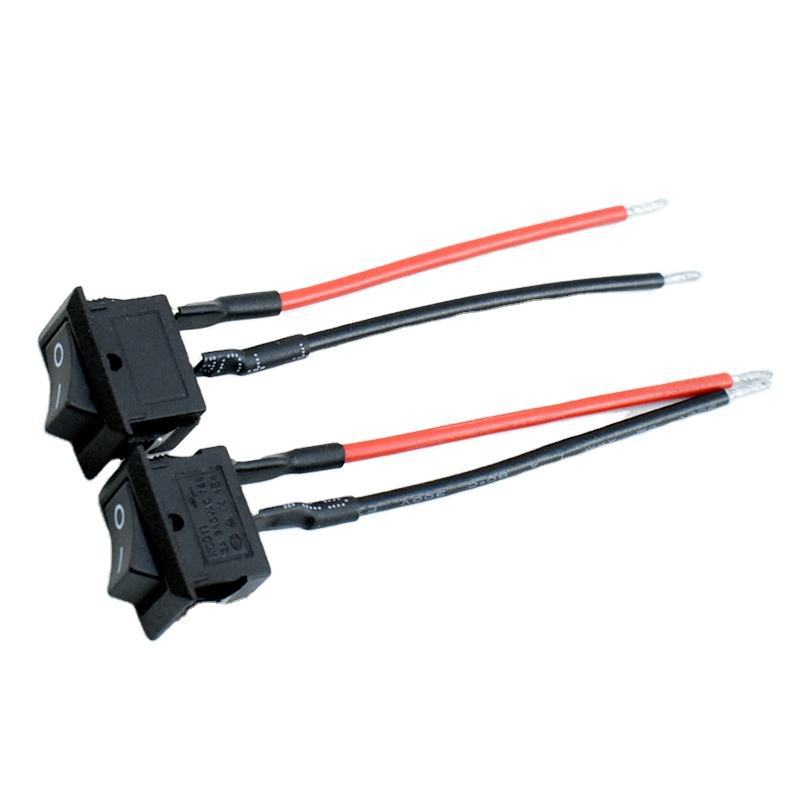 供应KCD11型船形开关10*15MM黑色两脚开关带焊线电源开关