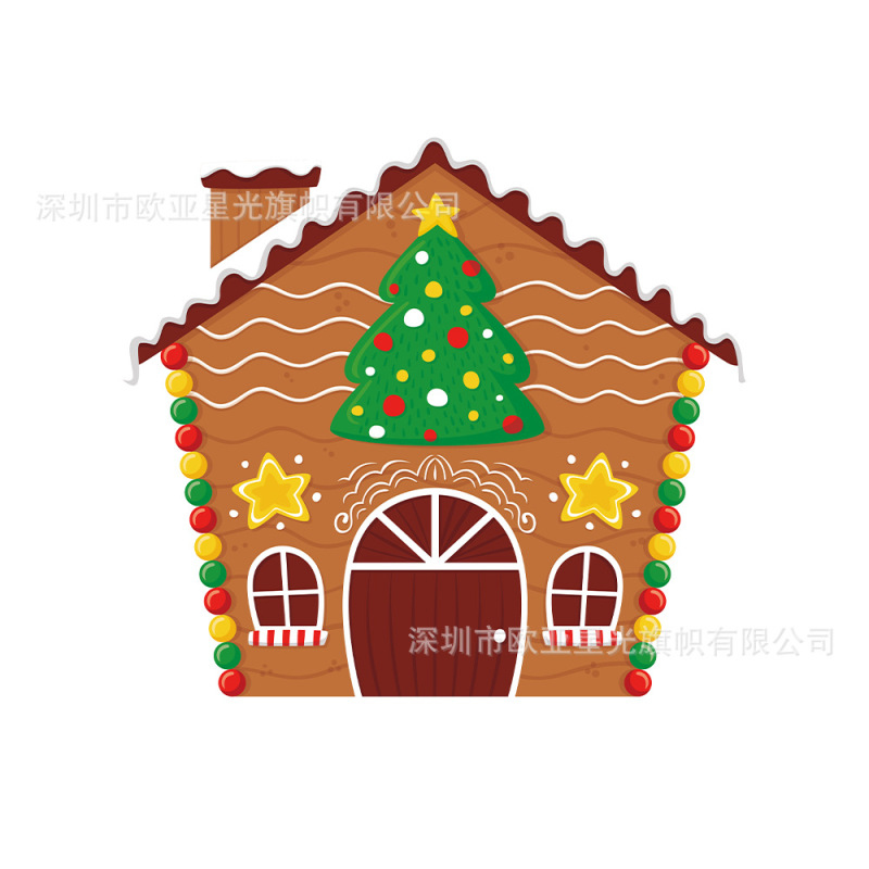 クロスボーダー新製品クリスマスキャンディーハウスホリデー特殊形状フラグホットカットシーン装飾写真クリスマス特殊形状フラグ|undefined