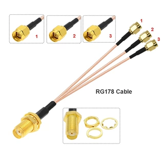 母头SMA3SMA公头1到3分路器适配器RG178尾纤线WIFI天线延长线15CM