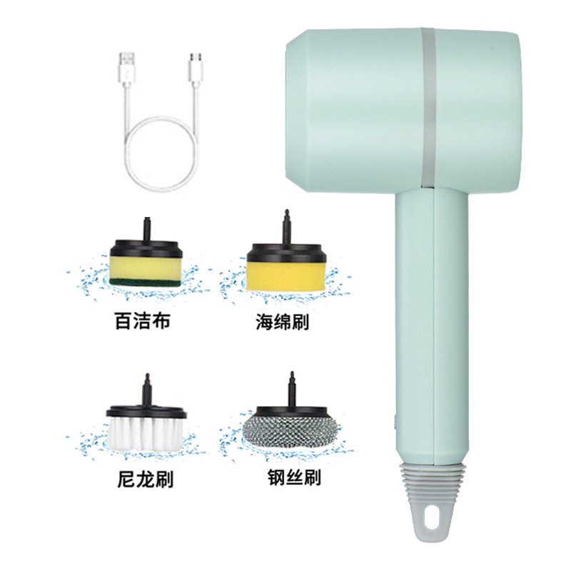 Cepillo de limpieza eléctrico transfronterizo para uso doméstico, cepillo de cocina multifuncional con cabezales de cepillo reemplazables, herramienta para lavar platos y ollas, máquina cepilladora manual.