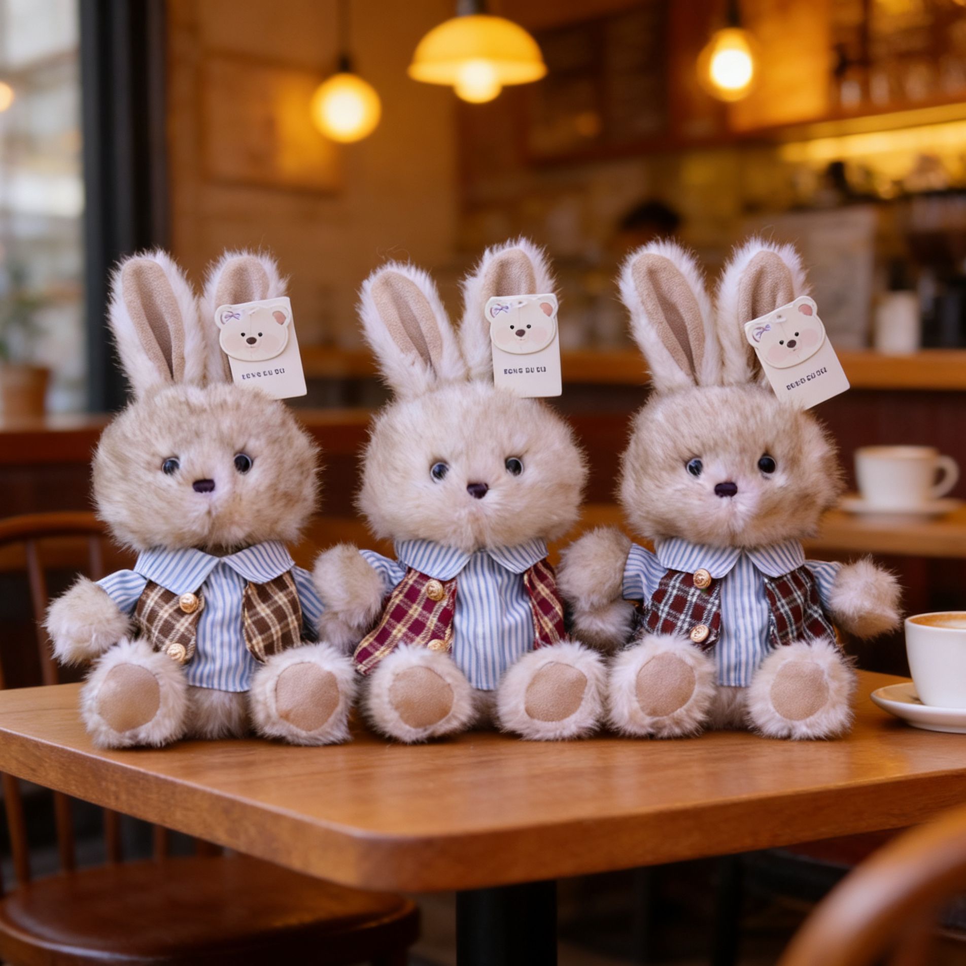 可爱复古情侣穿衣兔毛绒玩具公仔小兔子创意玩偶送女友情人节礼物