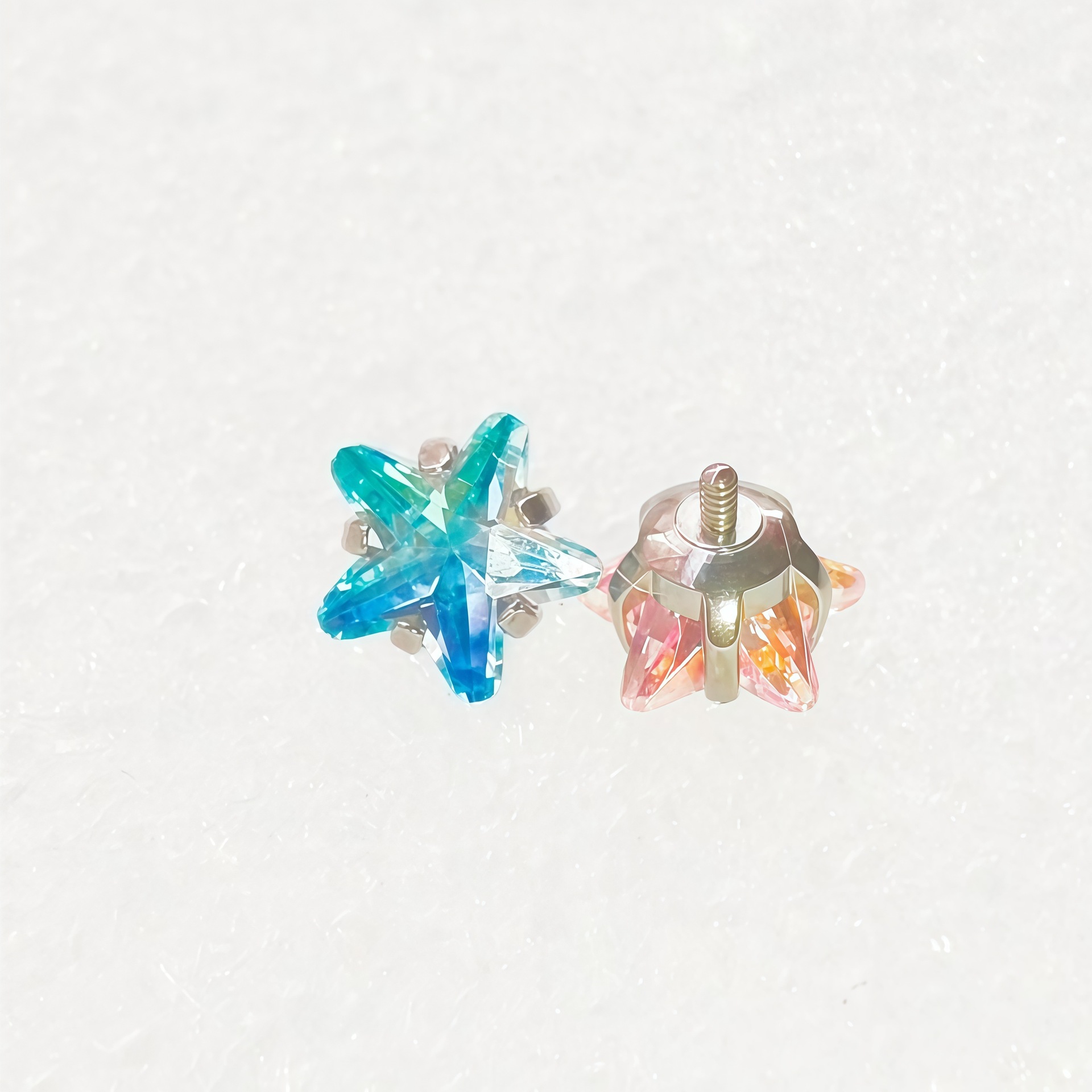 F136 Titanium Alloy Sparkling Zircon Five-Pointed Star Earrings Lip Studs Ear Piercing Jewelry detail image 8