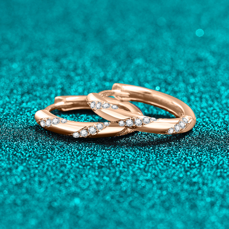 Orecchini a cerchio eleganti in argento sterling e moissanite_voghion.com