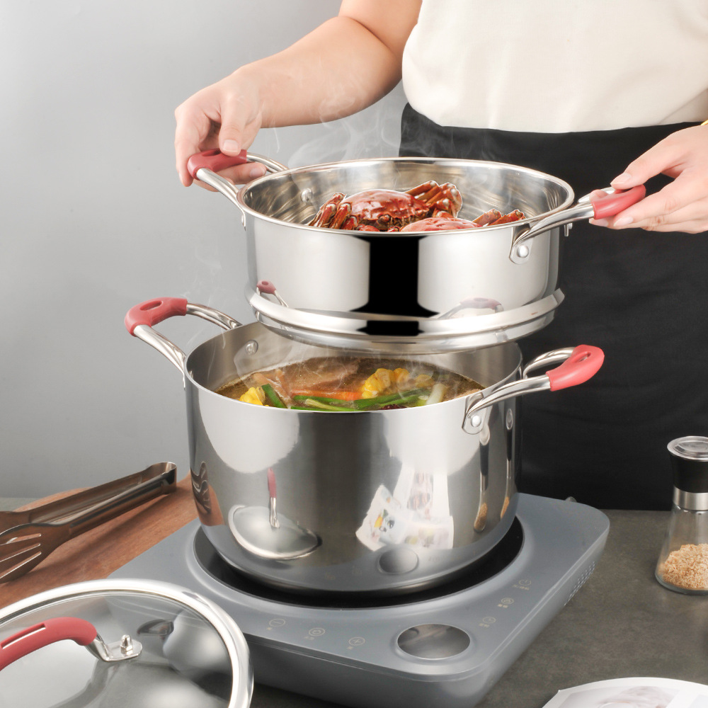 Fábrica directa 304 de acero inoxidable vapor de doble capa al por mayor cocinas cocinas cocinas cocinas de leche caseras cocinas de cocinas de cocinas gruesas