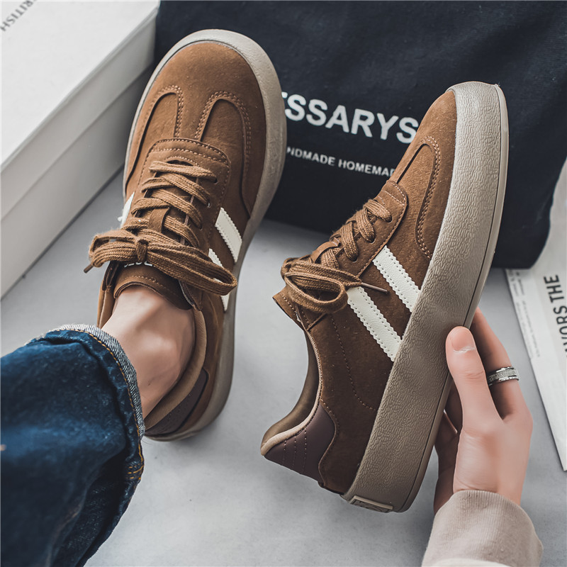 Men's Shoes Trbottomy Shoes Ins Internet Celebrity Popular Moral Training Shoes for Boys Autum Versatile Suede Leather Couple Flats Shoes for Men