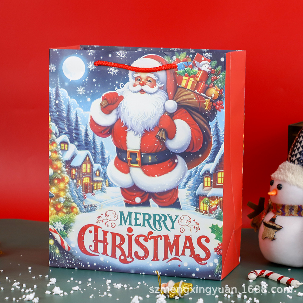 Navidad creativa Nochebuena caja de regalo embalaje bolsas de regalo de alto valor de moda bolsa de papel de mano grande