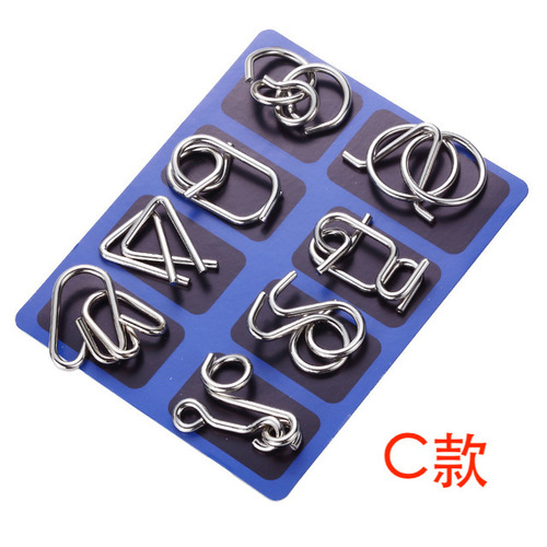 Nine-link educational toy, high IQ, brain-burning Luban lock, Kong Ming lock, full set of 32 children's eight-piece intelligence solution set
