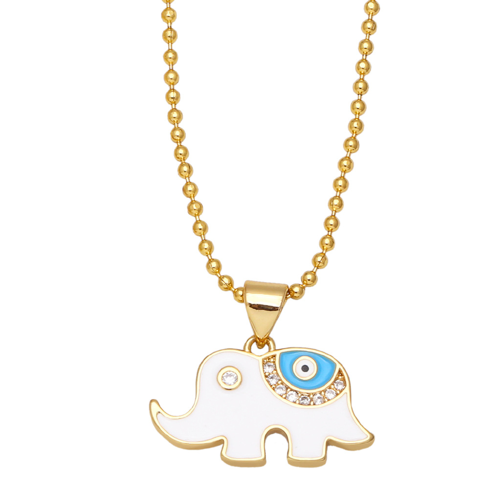 Fashion Eye Elephant Copper Necklace Inlay Zircon Copper Necklaces