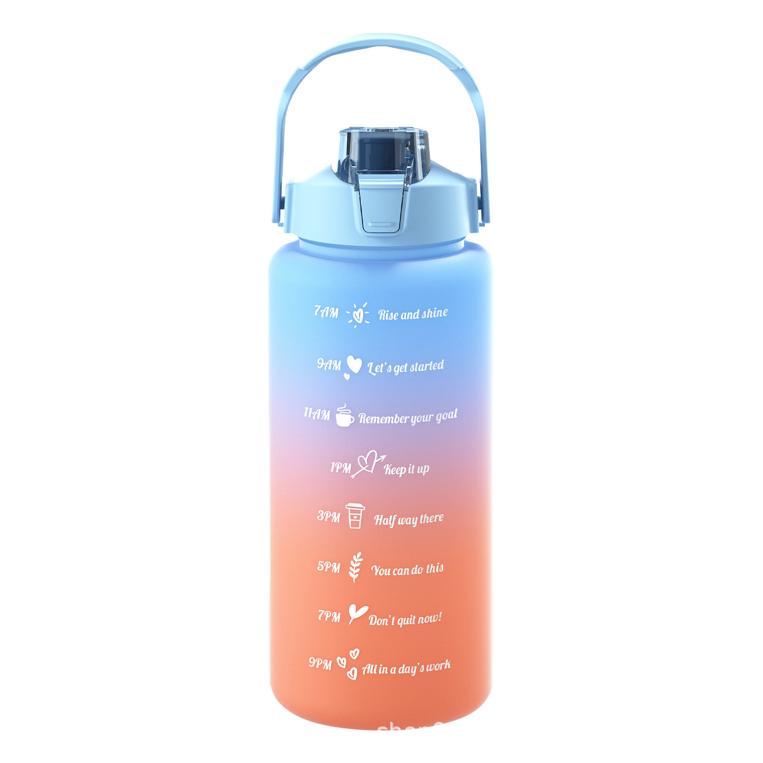 Taza de agua de tres piezas taza de paja de gran capacidad taza de agua de color degradado espacio deportivo olla taza de agua de plástico esmerilado con escala