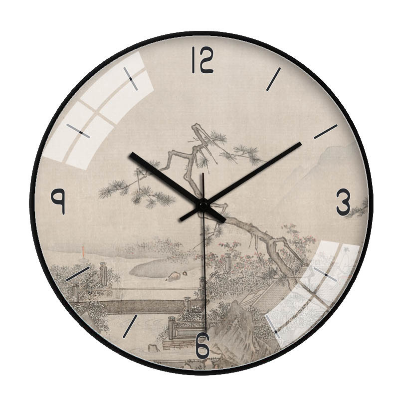 Reloj de pared de estilo chino para sala [20cm/8 pulgadas], diseño creativo moderno y atmosférico, reloj de cuarzo silencioso/artístico